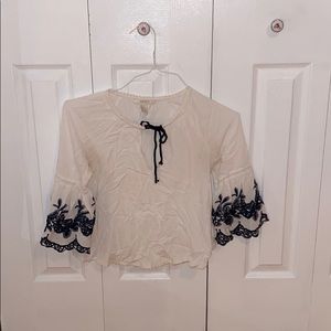 White Blouse w Black fringe